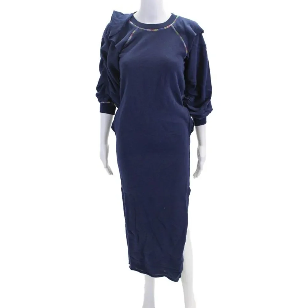 Something Navy Women's Long Sleeves Maxi Sweat Dress Navy Blue Size XXS